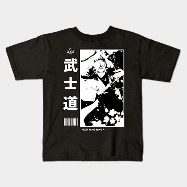 Samurai Streetwear - Black Kids T-Shirt by Neon Bang Bang